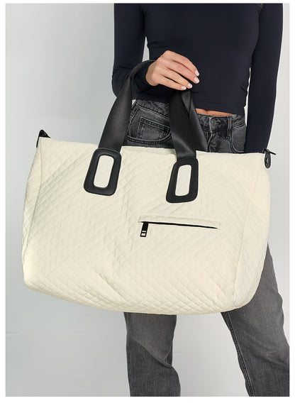 WEIXIER Spacious Multi-Pocket Travel Tote - Durable, Lightweight Women's Handbag for Weekend Getaways & Daily Use - Available in Coffee, White, Black