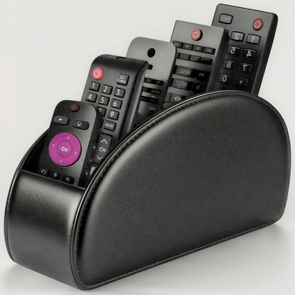 1pc Faux Leather Remote Control Holder - a Desktop Storage Box with 5 Compartments, Suitable for Organizing And Decorating Your Desk, Ideal for TV Remotes/Media Controllers/Office Supplies, a Home Open Storage Box, And a Hous