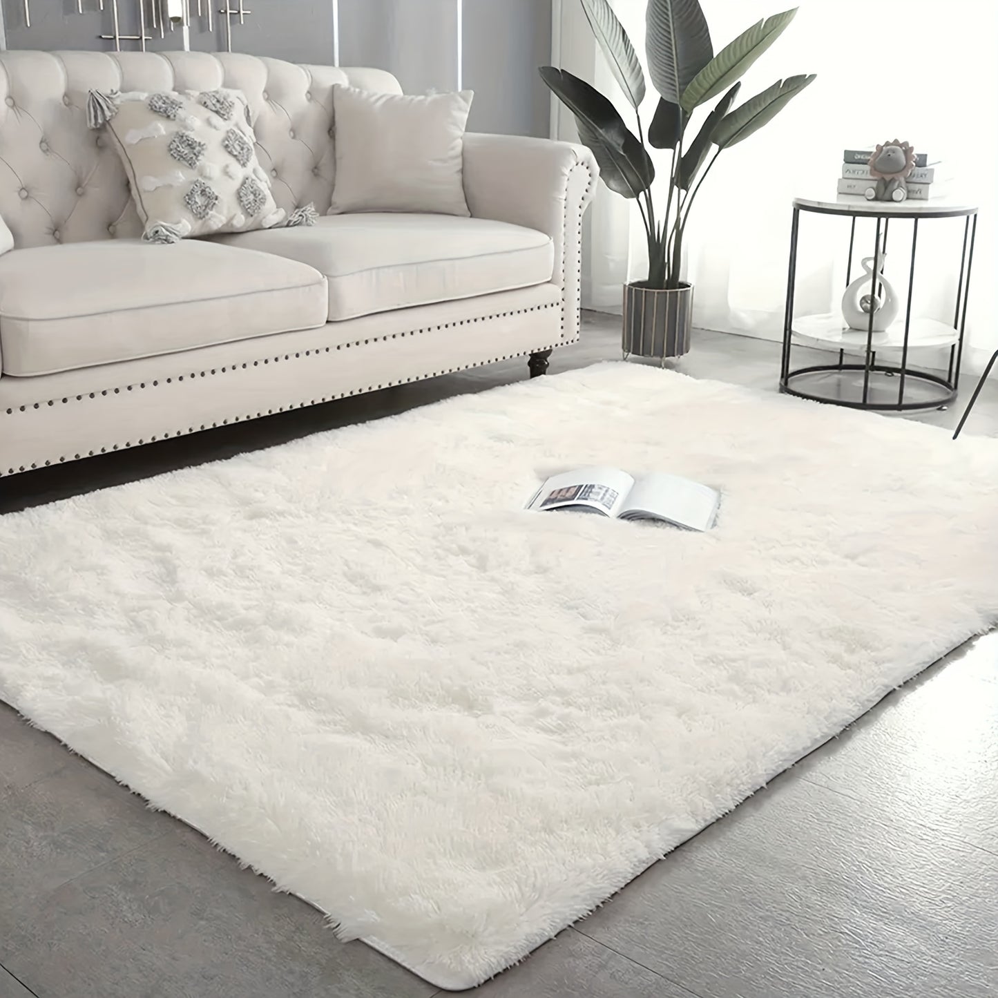1pc Ultra Soft Plush Rug, White Large Area Rug, Non-slip Fluffy Shaggy Rug, Waterproof Shaggy Throw Rugs For Living Room Bedroom Nursery Room, Game Room Dormitory Carpet, Teenage Room Decoration, Room Decor