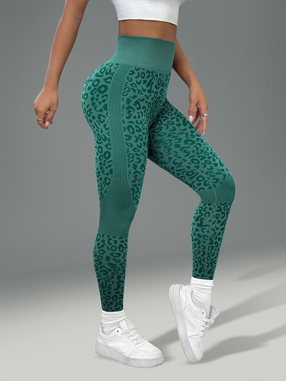 Women'S Leopard Print Yoga Pants - Non-Slip Workout Leggings with Elastic Waistband, Stretchy & Breathable Gym Pants for Yoga, Running, Casual Attire - All-Season Fitness Leggings in Pink & Leopard Print - Non-Slip Grip Activ