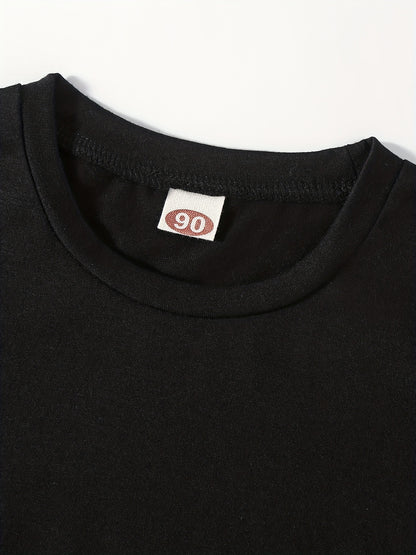 5pcs Solid Color & Striped Round Neck T-shirt Tees Tops Casual Soft Comfortable, Boys And Girls Summer Clothes