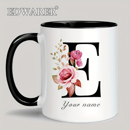 1pc A-Z Letter Custom Personalized Coffee Mug, Water Cup, Photo Text Ceramic Mug 11oz, Graduation Appreciation Thank You Holiday Birthday Gifts, Valentine's Day, Christmas, Birthday, Anniversary Mug Gift, Drinkware For Restau
