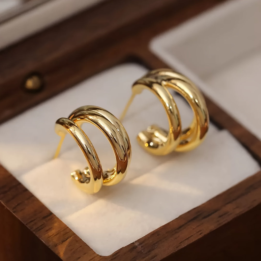 Brincos Dourados Antialérgicos em Aço Inoxidável – Hishop