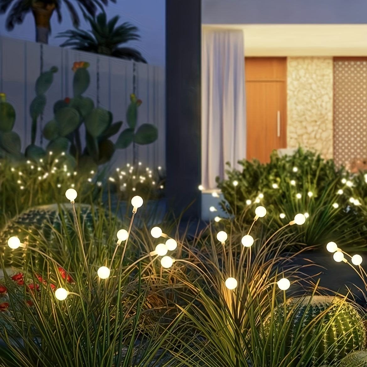 Two Solar Garden Lights, Equipped with 6/8/10 LED Bulbs, Firefly Floor Lights, Outdoor LED Lights, Spherical Garden Decorative Lights for Yard Lighting, Festive Parties, Christmas, Independence Day Dance Illumination to Beaut