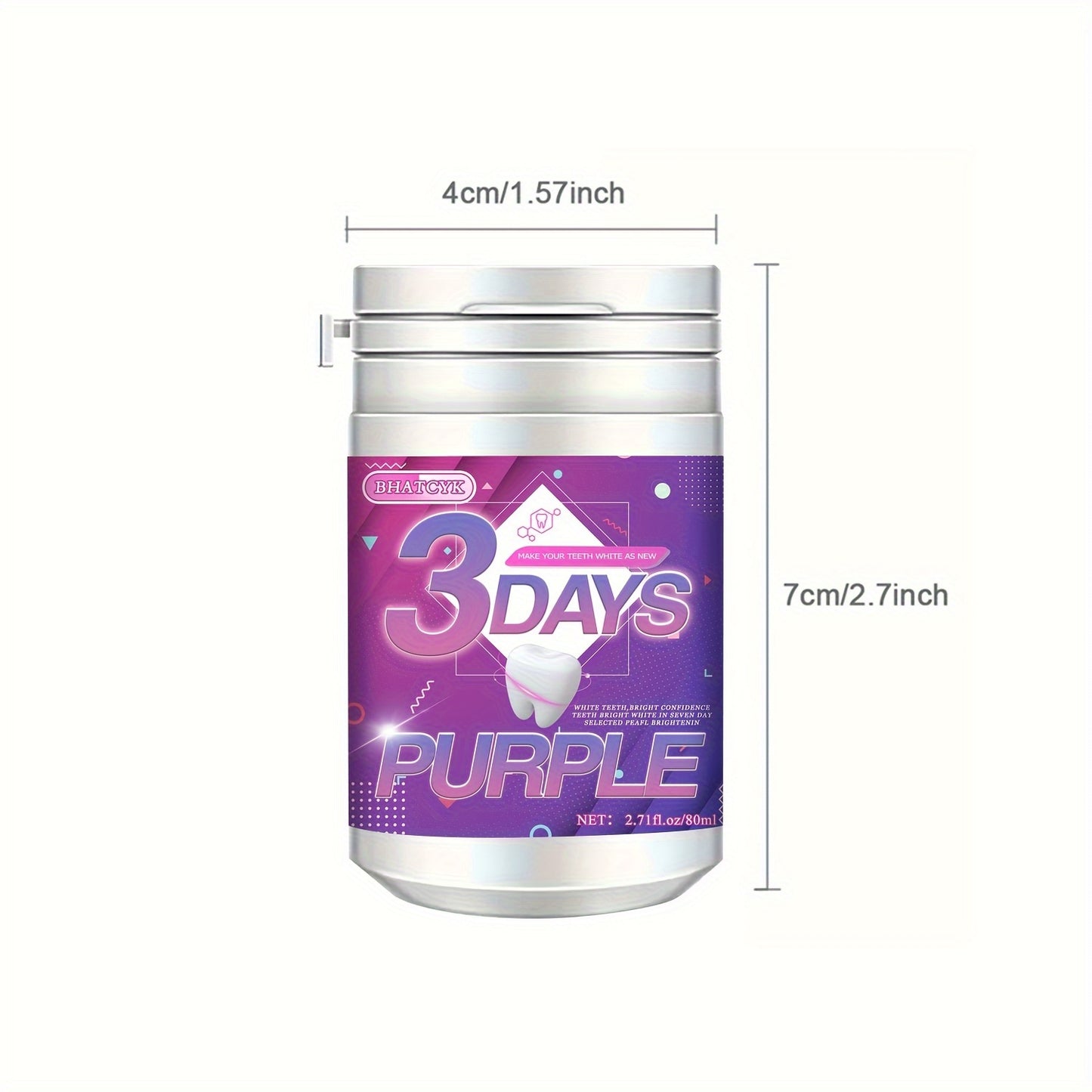 Bhatcyk Purple Teeth Whitening Powder - Deep Clean & Polish, Daily Oral Care For Fresh Breath & Deep Cleaning