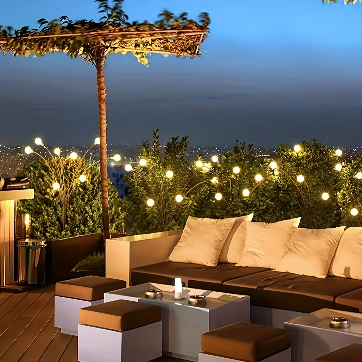 Two Solar Garden Lights, Equipped with 6/8/10 LED Bulbs, Firefly Floor Lights, Outdoor LED Lights, Spherical Garden Decorative Lights for Yard Lighting, Festive Parties, Christmas, Independence Day Dance Illumination to Beaut