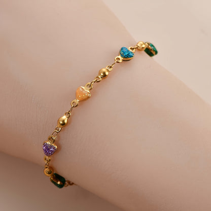 1pc 304 Stainless Steel Golden-Tone Interlocking Link Bracelet - Double-Sided Shiny Heavy Duty Chain, Durable Everyday for Wedding, Anniversary, Gift - Polishable & Tarnish-Resistant (Compatible with Male & Female Style)