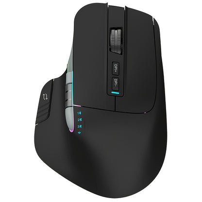 Wireless Wireless Mouse, 2.4GHz, Type-C Wired Three Mode Connection, Artificial Vertical Mouse, Rechargeable Optical Mouse, RGB Office Gaming Mouse, Four-Speed Adjustable DP; with 8 Buttons, Dual Sliders Right-Handed Mouse, M
