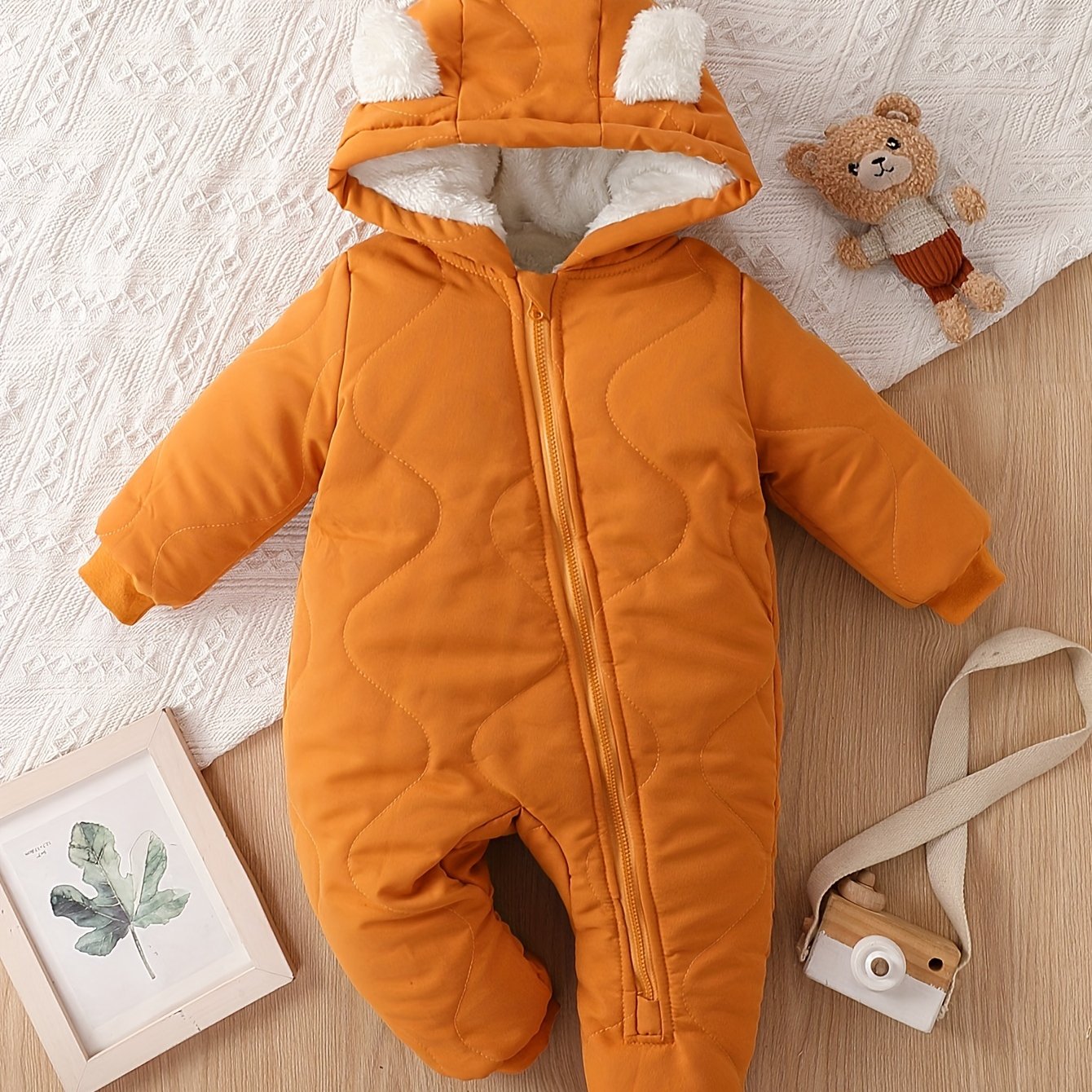 Infant Hooded Thick Romper Long Sleeve Zipper Thermal Jumpsuit, Babies & Kids Coat