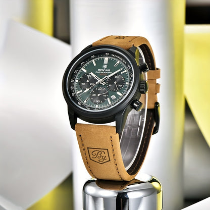 Relógio BENYAR para homem, marca de alta qualidade, desportivo, multifunções, cronógrafo, quartzo, preto, elegante, com calendário e bracelete em pele.