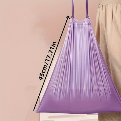 100 Purple Drawstring Trash Bags, High-Quality Plastic Waste Bags for Kitchen, Bathroom, Bedroom & Home Use - Portable Waste Disposal, Multipurpose, Disposable, Plastic Material, 20 Capacity, Kitchen Trash Bags | Decorative T