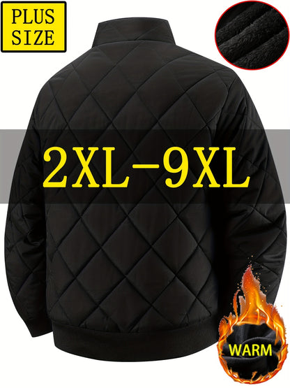Men's Oversized Winter Coat 2XL-9XL (Big & Tall) - Thick Full-Zip Jacket with Stand Collar, -Filled Large Pockets - Heavy-Duty Cold Weather Outerwear for Plus Size Men, Hand Wash/Dry Clean (Casual Winter Jacket), PLUS SIZE