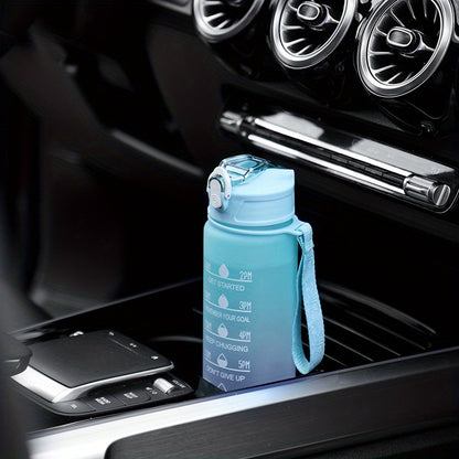 750ml Motivational Gradient Water Bottle With Time Marker And Straw - Leakproof Sports Water Cup For Outdoor Activities, Running, Fitness, Hiking, And Camping - BPA-Free Plastic, 32 Oz.