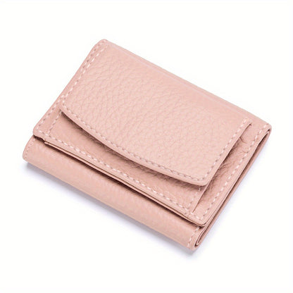 Women's Mini Wallet, Faux Leather Snap Button Coin Purse, Solid Coin Pockets, For Everyday