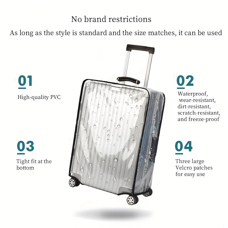 3pcs Luggage Protective Covers, Check-in Shockproof Thick PVC Transparent Dustproof Covers for 50.8cm+60.96cm+71.12cm Suitcases, Waterproof & Durable