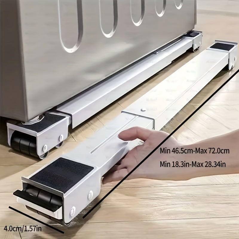 2pcs Heavy-Duty Plastic Furniture Movers with 360° Swivel Casters - 46.5cm to 72cm Height Adjustable, 18.3in to 28.3in Width, 4cm Thickness for Washing Machines, Dryers, Appliances & Home Furniture, Furniture Movers, Laundry