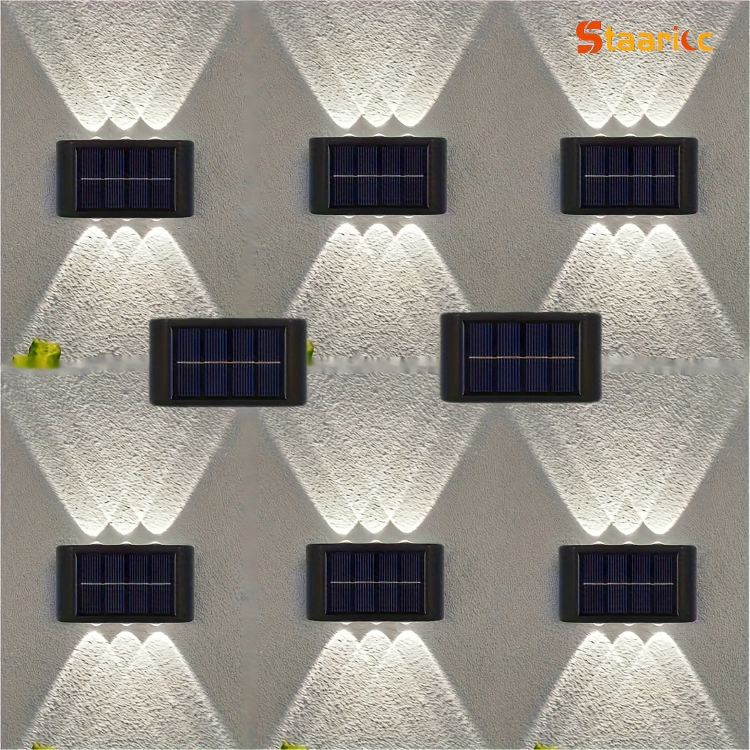 Staaricc 6/ 4/ 2pcs Solar Wall Light, Outdoor 6 LED Deck Lights, Wall Light, For Courtyard, Street, Fence, Garage, Garden Perfect Decoration