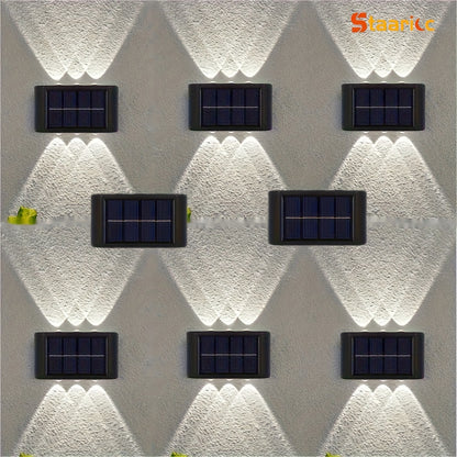 Staaricc 6/ 4/ 2pcs Solar Wall Light, Outdoor 6 LED Deck Lights, Wall Light, For Courtyard, Street, Fence, Garage, Garden Perfect Decoration