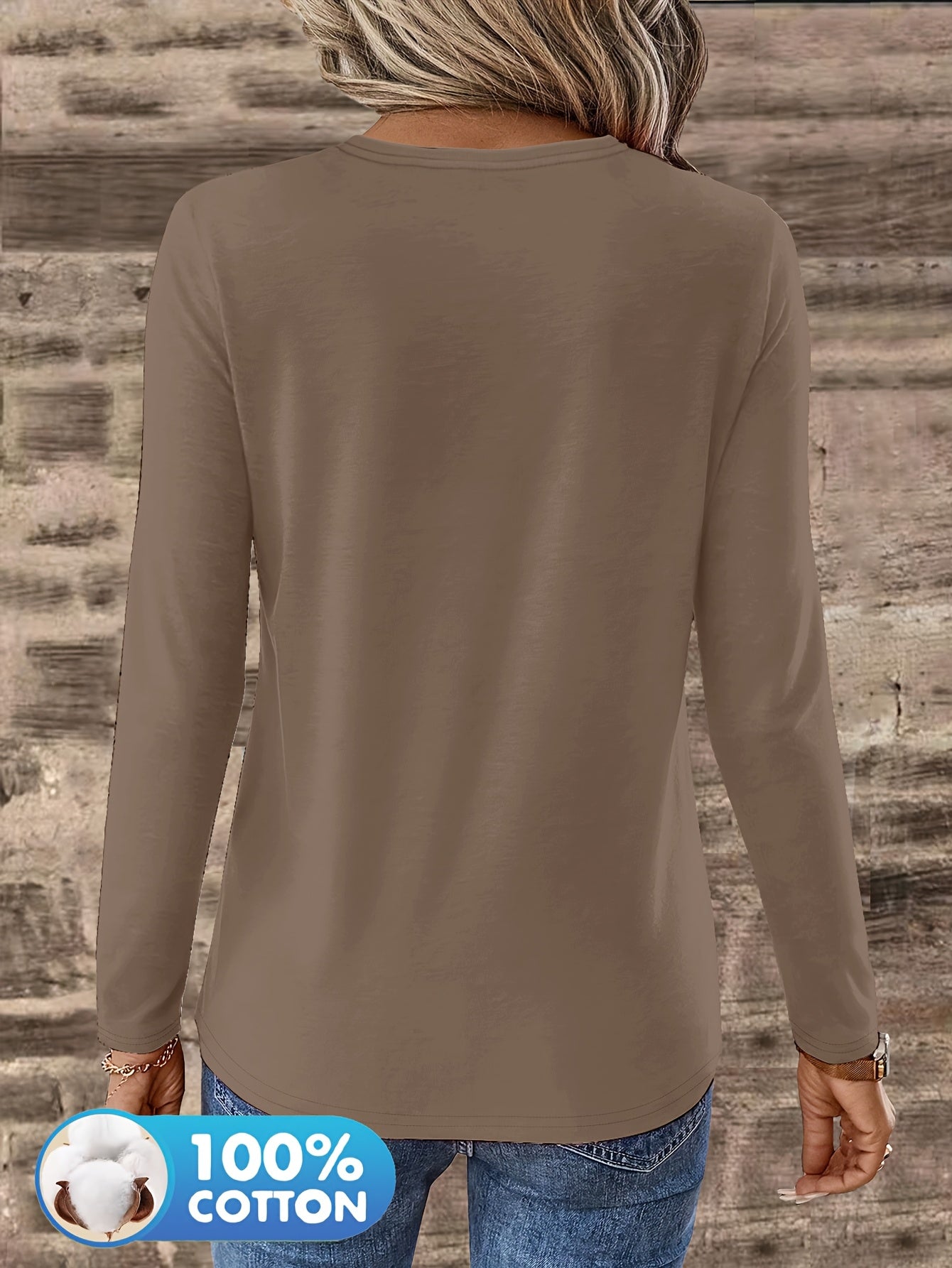 3pcs Women'S 100% V-Neck Long Sleeve T-Shirts - Soft, Durable, and Comfortable Casual Wear for All Seasons, Perfect for Holidays, Graduations, and Everyday Style, Everyday Comfort Wear | Minimalist Style | Soft Fabric Tee