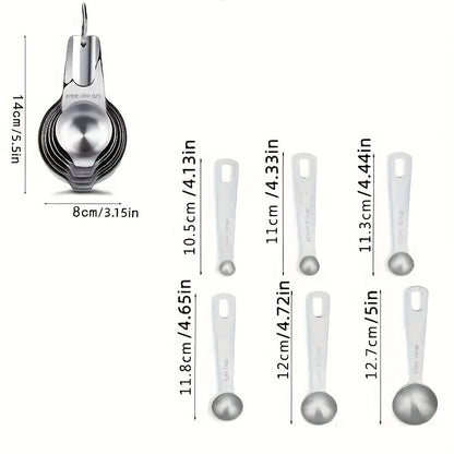 7pcs Set 20pcs Set Measuring Cup + Measuring Spoon Set 7 Stainless Steel Measuring Cups Set + 1 Level And 5 Mini Measuring Spoons for Cooking And Kitchen Measuring Spoons And Measuring Cups Baking Supplies Baking Tools