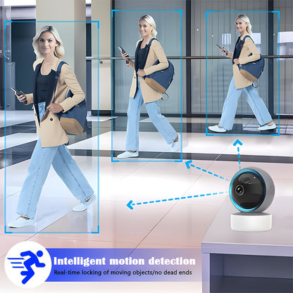 Smart 1080P HD Monitor, FHD WiFi Security Camera with 360°/90° Pan-Tilt, 2.4G WiFi Full-Body Surveillance Camera, Night Vision, Two-Way Audio, Motion Recording, Remote Viewing, Suitable for Home Safety Monitoring of Childre