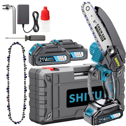 2025 new mini chainsaw wireless, lightweight and portable handheld electric tree cutting machine, equipped with splash guard, safety lock, rechargeable battery and safe trimming, can quickly cut tree branches, yards, homes an