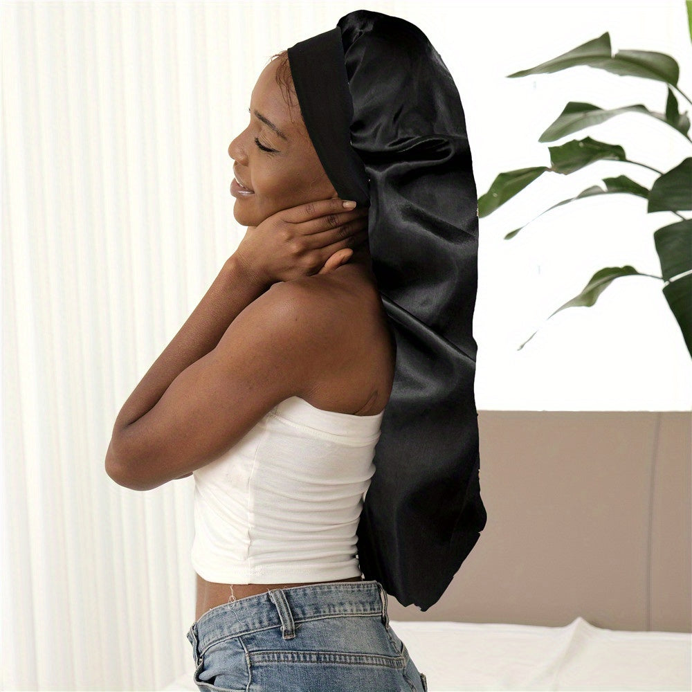 Silky Long Bonnet For Sleeping Solid Color Night Cap For Women Hair Care Tools For Sleeping In Overnight