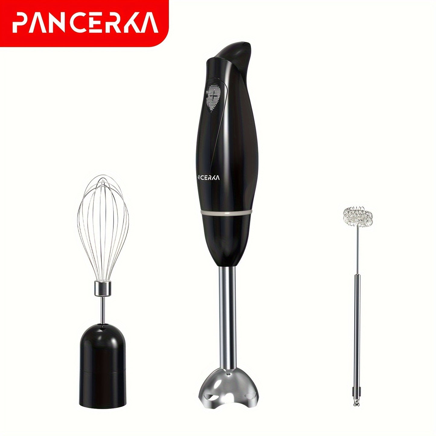 PANCERKA 1 Set PANCERKA 100 Watt Immersion Multi-Purpose Hand Blender with a Heavy-Duty Copper Motor, Brushed 304 Stainless Steel, And Attachments for Whisking And Frothing Milk, Featuring Stainless Steel Blades Suitable for