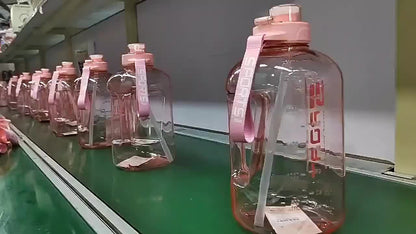 1pc 2.5L/84.54oz Large Capacity Leakproof Straw Water Bottle - Portable, Durable PC Plastic with Flip Top Lid, Ideal for Outdoor Sports, Travel & Fitness, Hydrate in Style with "SPORT" Motivational Design, Sports Water Bottle