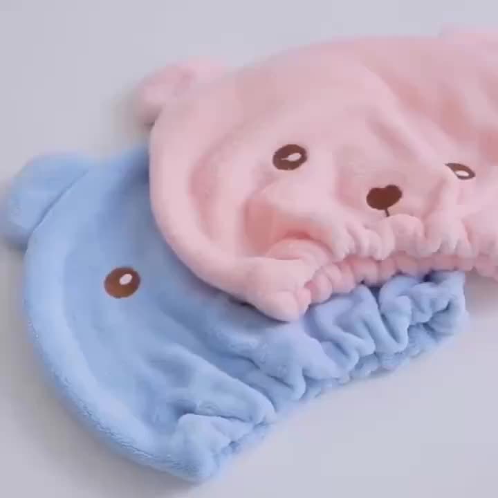 OLOEY Quick-Dry Microfiber Hair Towel Wrap for Women - Cute Cartoon Design, Perfect for Curly, Long & Thick Hair, Paraben-Free