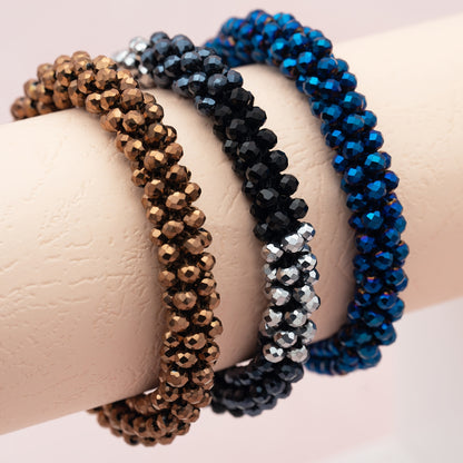 Esbbela 3pcs Bracelet Set Holiday Gift Beaded Artificial Crystal Stackable Strap Set with Elasticity Suitable for Women Men 16.51-20.32 cm Daily Vacation