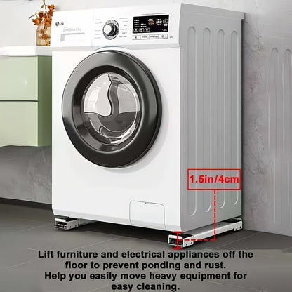 2pcs Heavy-Duty Plastic Furniture Movers with 360° Swivel Casters - 46.5cm to 72cm Height Adjustable, 18.3in to 28.3in Width, 4cm Thickness for Washing Machines, Dryers, Appliances & Home Furniture, Furniture Movers, Laundry