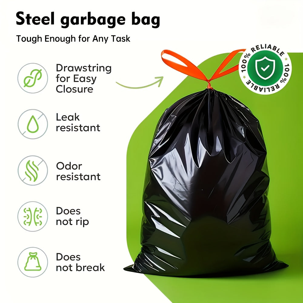 cs oof Drawstring Trash Bags, Extra Large 3.0mm Thick Plastic Bags, 3.0mm is Strong, Suitable for Home, Office, Kitchen, Bathroom, Outdoor, Commercial Use - Compatible with Trash Cans & Trash Cans, Kitchen Waste Disposal, Gar