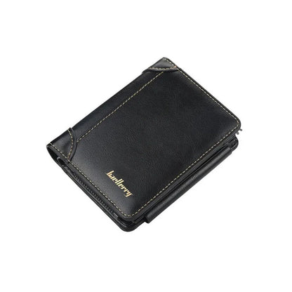 1pc Men's Short Multi-Card Slots Three-fold Zipper Coin Pocket Wallet Fashion Thin Card Bag Give Gifts To Men On Valentine's Day
