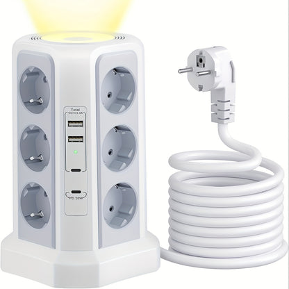Múltiplas tomadas 12-Outlet 4000W com USB-C 20W