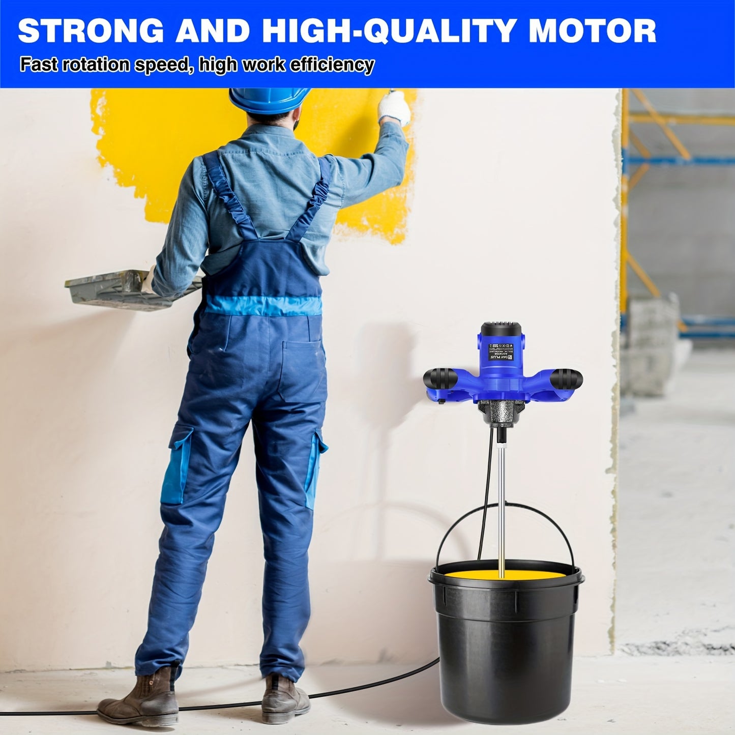 Heavy Duty Electric Paddle Plaster Plastering Mortar Paint Mixer 240V Volt Stirrer 6 Gear for Halloween, Christmas Gift, Construction Equipment, Drywall Mixing, Industrial Mixer, Professionalgrade, Metal Gearbox, Sturdy Build