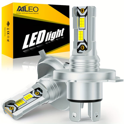 AILEO 2pcs High-Quality H4 LED Lights, 18000LM 60W Car Headlamps with High/Low Beam, 6000K White Light, Aluminum Body, Plug & Play, No Battery Needed, Perfect for Motor Vehicles, Automotive Lighting | Modern Car Accessories |