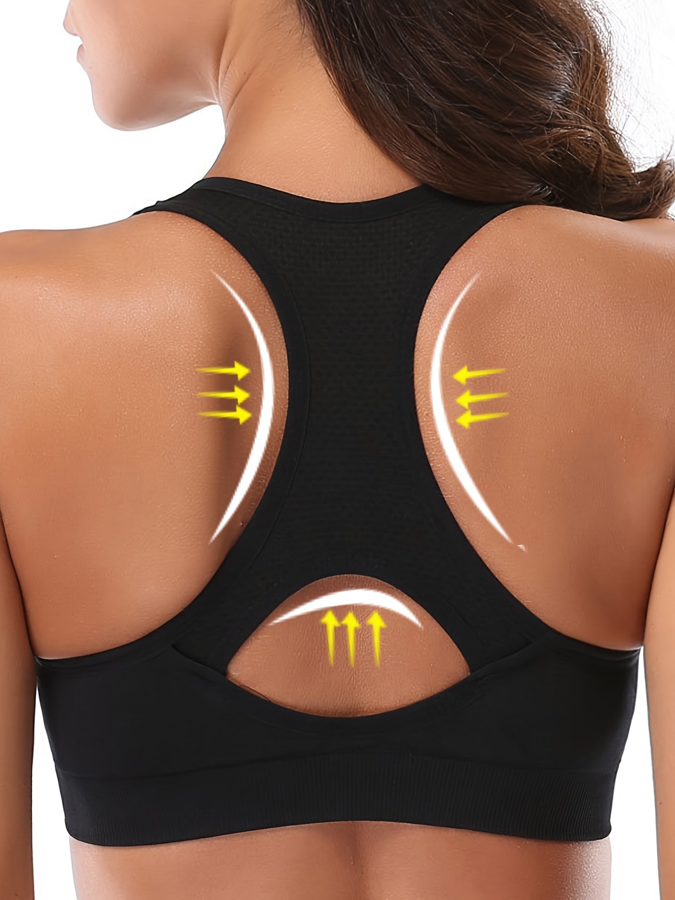 Women's High-Support Sports Bra with Removable Pads - Quick-Dry, Shockproof, Double-Layer Racerback Vest for Running & Fitness, Breathable Nylon-Elastane Blend, Non-See-Through, All-Season Activewear