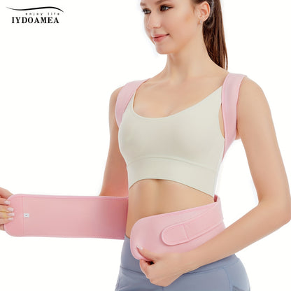 IYDOAMEA Women'S Posture Corrector - Adjustable Back Brace with Breathable Fabric, Ergonomic Design for Office, Travel, and Home Use, Pink, Comfortable & Durable, Sleek Design