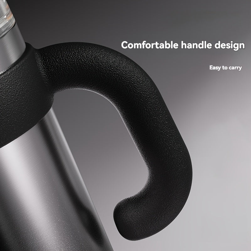 Garrafa de água NRMEI de aço inoxidável de 1,2 litros com pega - Boca dupla - À prova de fugas - Adequada para suportes de copos de automóvel