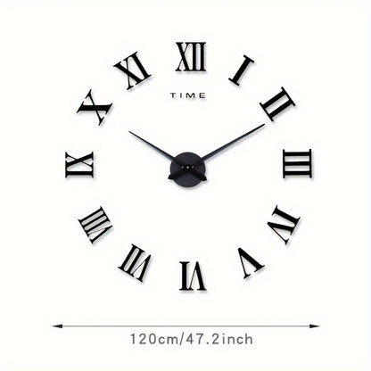 1pc Large DIY Wall Clock Kit, 3D Modern Frameless Wall Clock With Mirror Number Stickers For Home Living Room Bedroom Office Decor, Halloween Room Decor, Xmas Home Decor