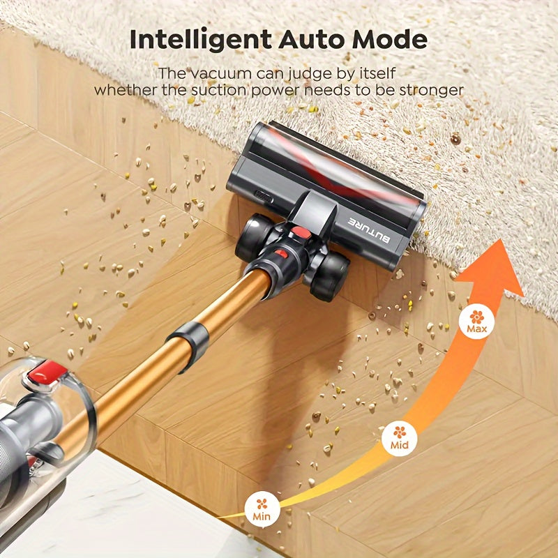 46000Pa/55Min Vacuum Cleaner Cordless, Cordless Vacuum Cleaner Super Quiet, Powerful Cordless Stick Vacuum Cleaner with LED Display/Anti-Tangle Brush, Detachable Battery, Lightweight 1.5L Dust Cup Perfect for Pet Hair, Floor,