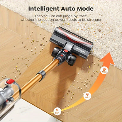 46000Pa/55Min Vacuum Cleaner Cordless, Cordless Vacuum Cleaner Super Quiet, Powerful Cordless Stick Vacuum Cleaner with LED Display/Anti-Tangle Brush, Detachable Battery, Lightweight 1.5L Dust Cup Perfect for Pet Hair, Floor,