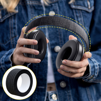 3-Pack Black Polyester Headphone Headband Protector Tape, Anti-Aging Peeling Repair Strip for Over-Ear Headsets, Durable Fiber Material, No Electronic Components