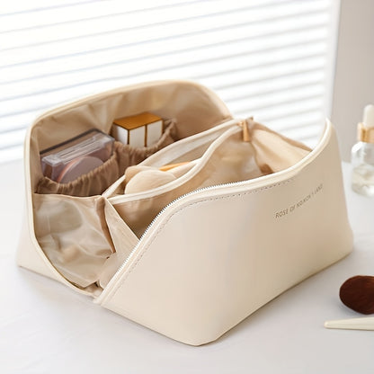 PU Makeup Bag With Large Capacity, Multi Functional Travel Storage Bag, Beauty Tools Makeup Box, Waterproof Women's Wash Bag Cosmetic Bag