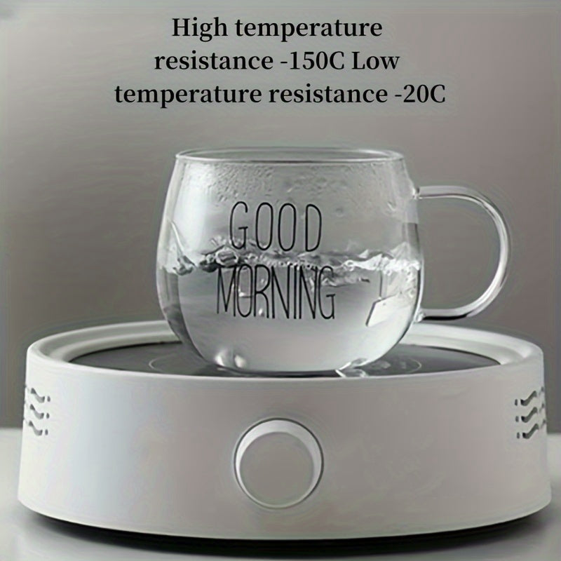 1pc, Good Morning Breakfast Milk Oatmeal Cup, High Borosilicate Glass Mug, Large Capacity Glass Cup, 400ml/13.6oz