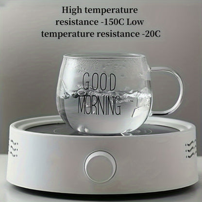 1pc, Good Morning Breakfast Milk Oatmeal Cup, High Borosilicate Glass Mug, Large Capacity Glass Cup, 400ml/13.6oz