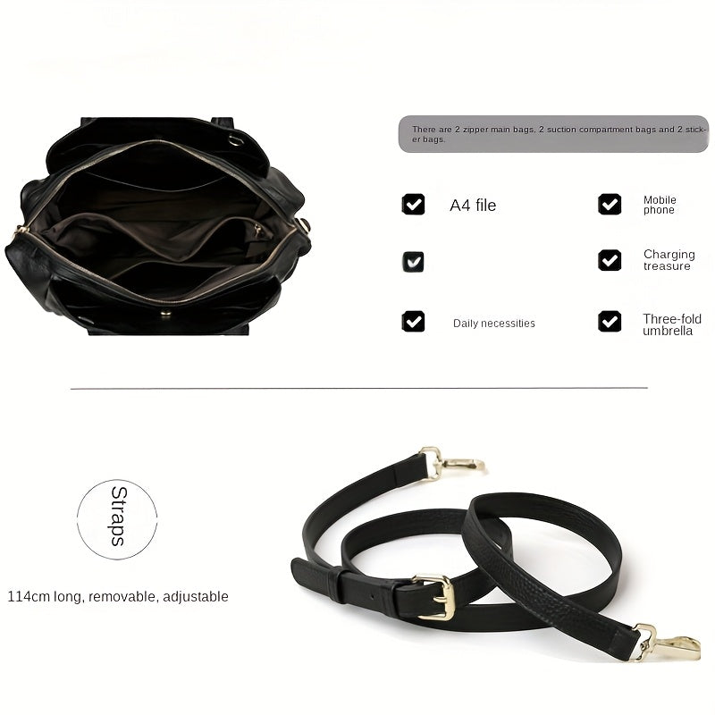 Elegante bolsa feminina com padrão cobra preta - Grande capacidade, alça de ombro removível, couro sintético vegan, perfeita para uso diário e trabalho, presente ideal para as festas de fim de ano, bolsa versátil | Estilo vanguardista | Couro sintético