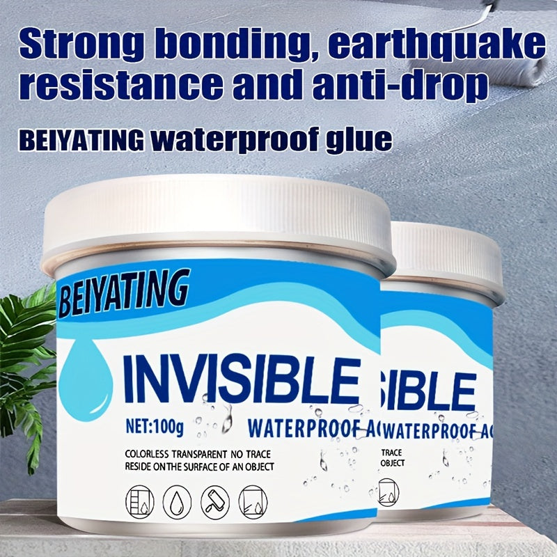 Premium Waterproof Sealer - No Brick Breaking Repair, Transparent Coating Suitable for Floors, Walls, Roofs, etc, - Moisture Protection for Stone, Wood, Tiles, Invisible Waterproof Agent with Brush, Suitable for Kitchen, Gard