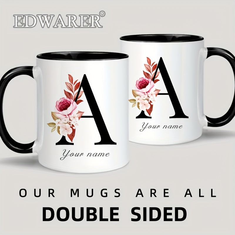 1pc A-Z Letter Custom Personalized Coffee Mug, Water Cup, Photo Text Ceramic Mug 11oz, Graduation Appreciation Thank You Holiday Birthday Gifts, Valentine's Day, Christmas, Birthday, Anniversary Mug Gift, Drinkware For Restau